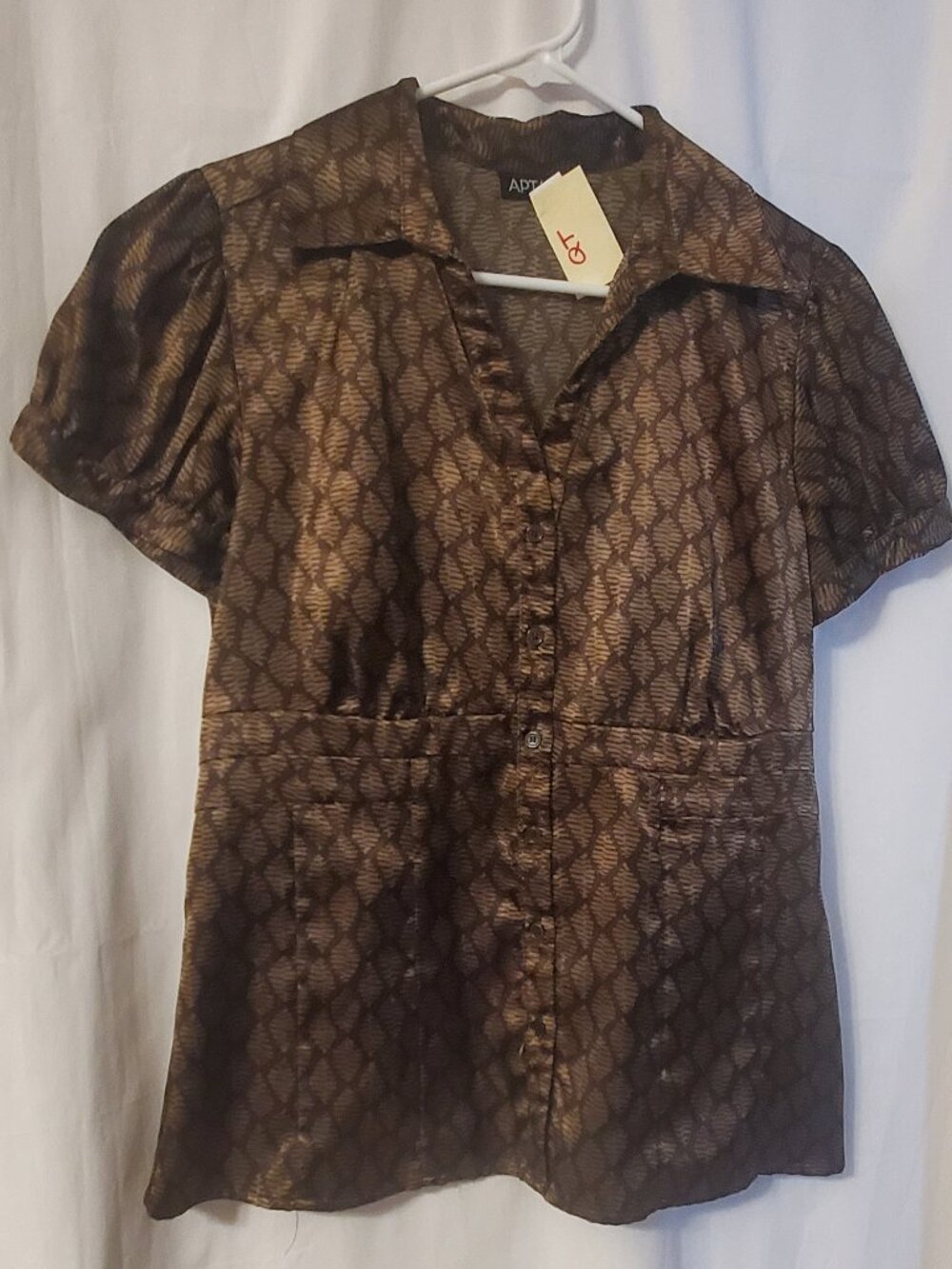 APT 9 Satin feel button down collared work blouse Size: M